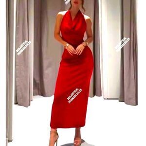 NWT ZARA VELVET MIDI DRESS